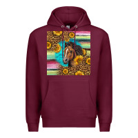 Burgundy quarter horse aztec pattern Premium Hoodie - LillyAllenDesigns