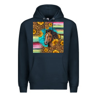 Navy quarter horse aztec pattern Premium Hoodie - LillyAllenDesigns