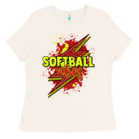Bone Softball vibes lightning bolt Ladies Tee - HowdyJamesFarm