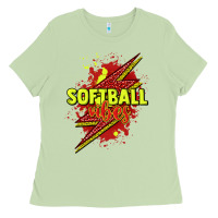 Softball Vibes Lightning Bolt Ladies Tee | Teevron