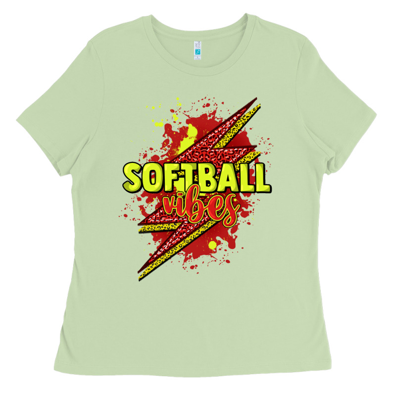 Softball Vibes Lightning Bolt Ladies Tee by HowdyJamesFarm | Teevron