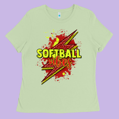 Softball Vibes Lightning Bolt Ladies Tee Designed By Howdyjamesfarm