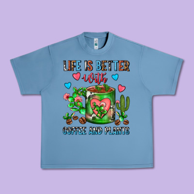 Life Is Better With Coffee And Plants Cactus Coffe Urban Heavy Tee Designed By Fadigitalartstudio