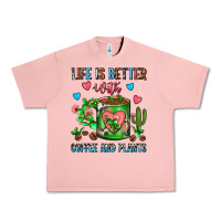 Salmon Life Is Better With Coffee And Plants Cactus Coffe Urban Heavy Tee - FaDigitalArtStudio