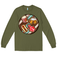 Army Green american football round earrings Long Sleeve Tee - BundleAndBundleShop