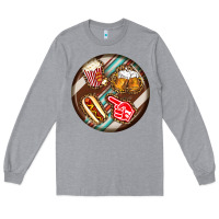 Heather Grey american football round earrings Long Sleeve Tee - BundleAndBundleShop
