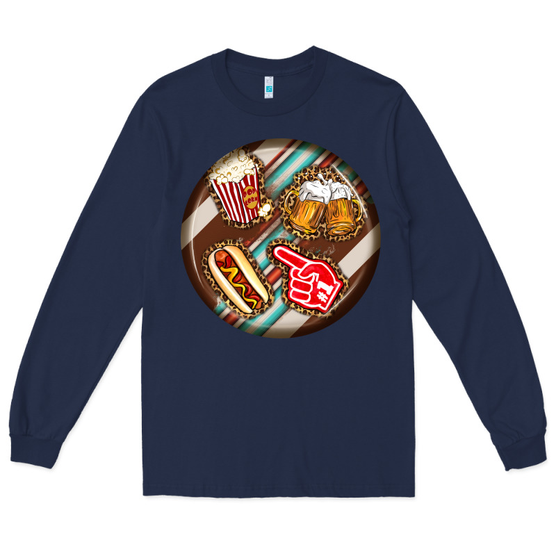 American Football Round Earrings Long Sleeve Tee by BundleAndBundleShop | Teevron