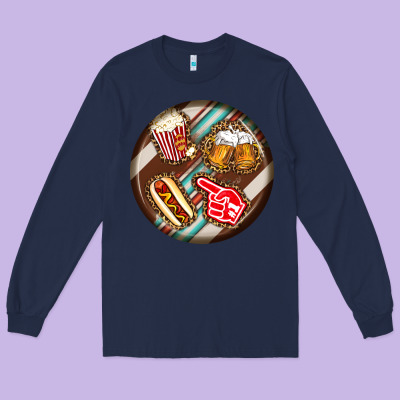 American Football Round Earrings Long Sleeve Tee Designed By Bundleandbundleshop