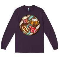 Plum american football round earrings Long Sleeve Tee - BundleAndBundleShop