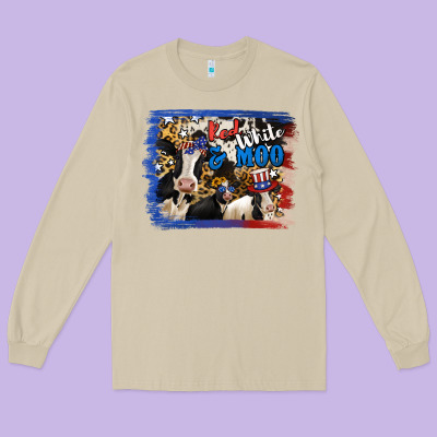 Red White Moo Heifers Long Sleeve Tee Designed By Ranaportraitstore