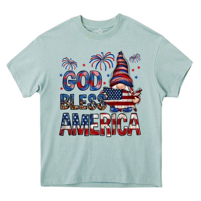 God Bless America With Gnome 4th Of July Heavy Core Tee by HowdyJamesFarm | Teevron