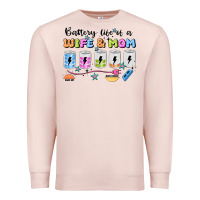 Pale Pink battery life of a wife & mom Premium Sweatshirt - JahusDesignShop