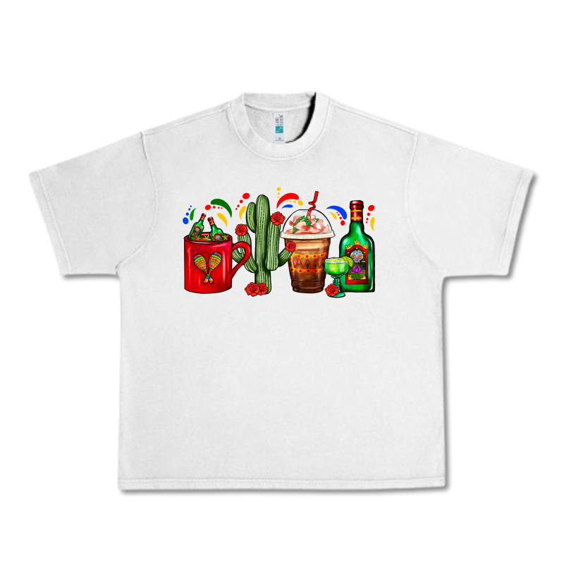 Mexico Coffee Cups With Cactus And Tequila Bottle Urban Heavy Tee by FaDigitalArtStudio | Teevron