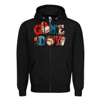 Black game day baseball Zipper Hoodie - AdoDesignShop