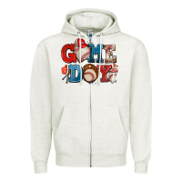 Oatmeal Heather game day baseball Zipper Hoodie - AdoDesignShop