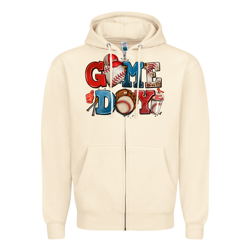 Game Day Baseball Zipper Hoodie by AdoDesignShop | Teevron