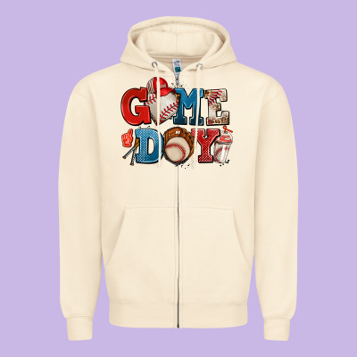 Game Day Baseball Zipper Hoodie Designed By Adodesignshop