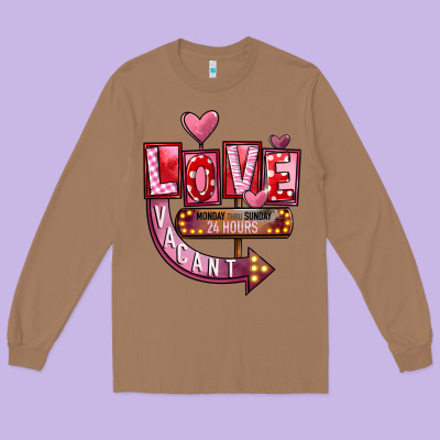 Valentines Day Love Vacant Long Sleeve Tee Designed By Fadigitalartstudio