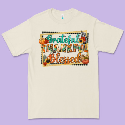 Thankful Grateful Blessed Premium Tee Designed By Cowgirlartshop