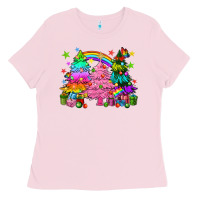 Bubblegum Pink pride christmas trees Ladies Tee - HowdyJamesFarm
