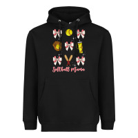 Black softball coquette bow Heavyweight Hoodie - JahusDesignShop