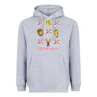 Heather Grey softball coquette bow Heavyweight Hoodie - JahusDesignShop
