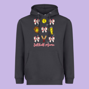 Softball Coquette Bow Heavyweight Hoodie Designed By Jahusdesignshop