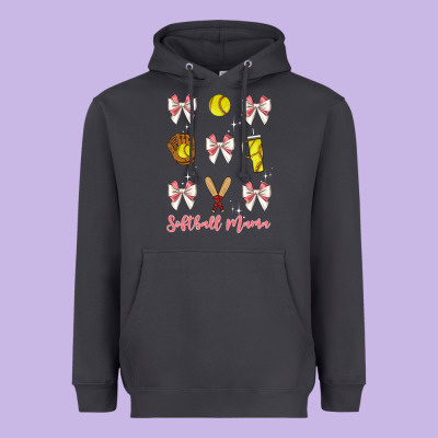Softball Coquette Bow Heavyweight Hoodie Designed By Jahusdesignshop