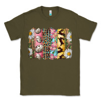 Army Green Easter Brushstroke With Quail Eggs Daisy And Bunny Classic Tee - RanaPortraitStore