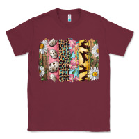 Burgundy Easter Brushstroke With Quail Eggs Daisy And Bunny Classic Tee - RanaPortraitStore