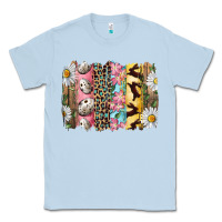Dusty Blue Easter Brushstroke With Quail Eggs Daisy And Bunny Classic Tee - RanaPortraitStore