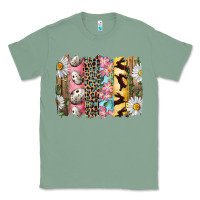 Sage Easter Brushstroke With Quail Eggs Daisy And Bunny Classic Tee - RanaPortraitStore