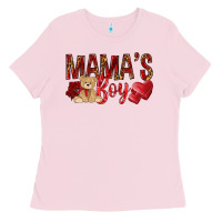 Bubblegum Pink Mamas boy with leopard mother's day Ladies Tee - HowdyJamesFarm