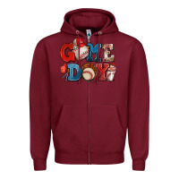 Burgundy game day baseball Zipper Hoodie - AdoDesignShop