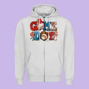 Game Day Baseball Zipper Hoodie Designed By Adodesignshop