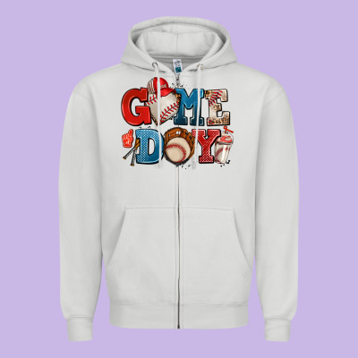 Game Day Baseball Zipper Hoodie Designed By Adodesignshop