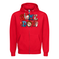 Red game day baseball Zipper Hoodie - AdoDesignShop