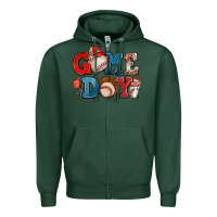 Sports Green game day baseball Zipper Hoodie - AdoDesignShop