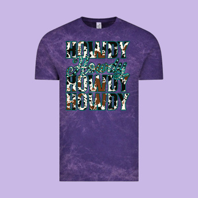 Howdy Cowhide Turquoise Vintage Tee Designed By Jasminsmagicworld