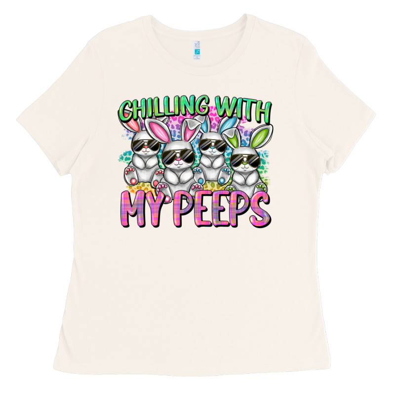 Chilling With My Peeps Easter Bunnies Ladies Tee by CowGirlArtShop | Teevron