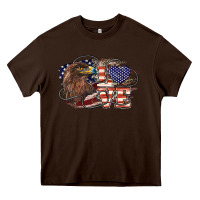 Chocolate Brown Love America Eagle 4th of july Heavy Core Tee - HowdyJamesFarm