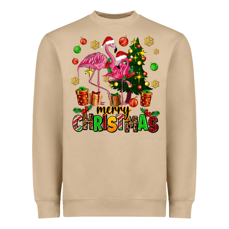 Flamingo Merry Christmas Heavyweight Sweatshirt by AdoDesignShop | Teevron