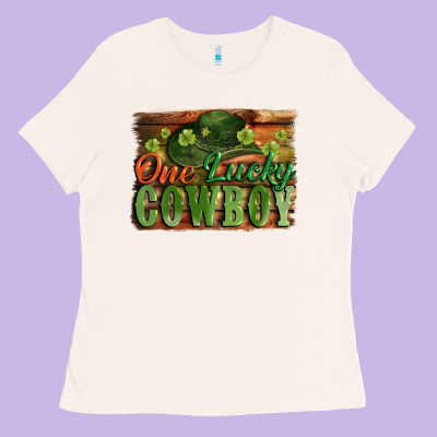 One Lucky Cowboy St. Patrick's Day Ladies Tee Designed By Cowgirlartshop