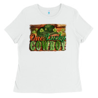 White One lucky Cowboy St. Patrick's Day Ladies Tee - CowGirlArtShop