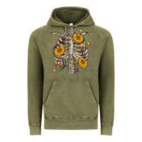 Vintage Olive mardi gras chest sunflowers skeleton Vintage Hoodie - FaDigitalArtStudio