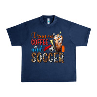 Navy I Run On Coffee And Soccer Frappe Urban Heavy Tee - FaDigitalArtStudio