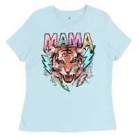 Baby Blue Mama tiger lightning bolt Ladies Tee - HowdyJamesFarm