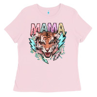 Bubblegum Pink Mama tiger lightning bolt Ladies Tee - HowdyJamesFarm