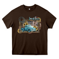 Chocolate Brown Small town USA truck 4th of july Heavy Core Tee - HowdyJamesFarm