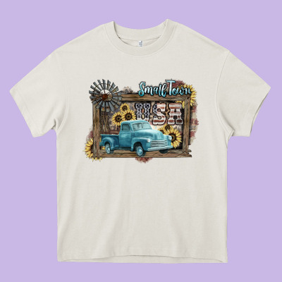 Small Town Usa Truck 4th Of July Heavy Core Tee Designed By Howdyjamesfarm